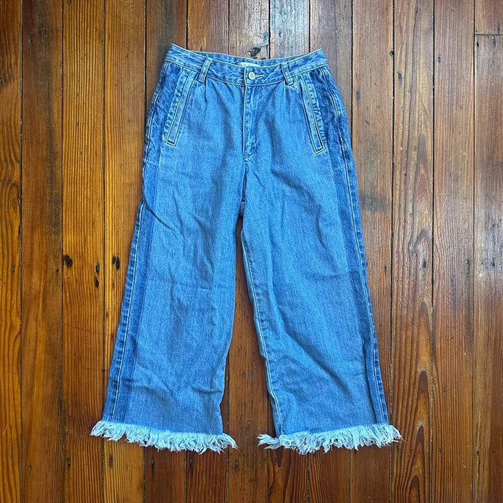 LEDiN Asia cray crop wide leg pleated jeans